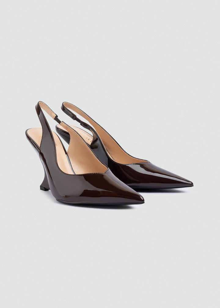 Sculpted Wedge Slingback Pumps - Brown