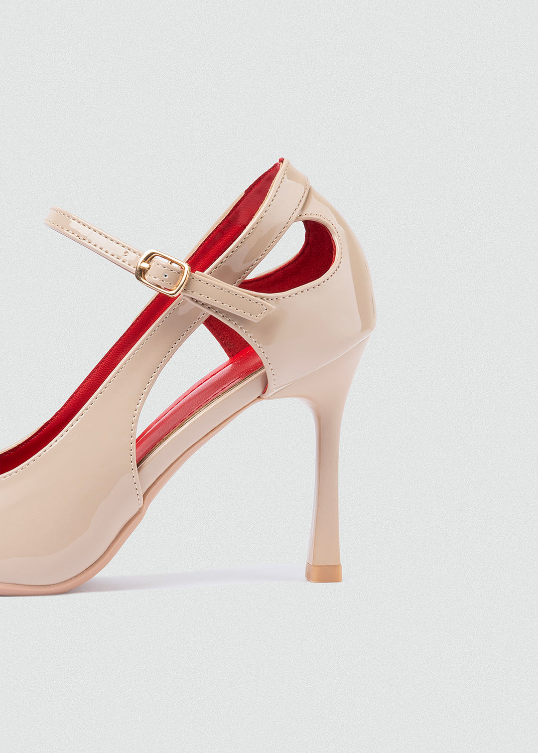 Pointed D'Orsay Ankle-Strap Pumps - Beige