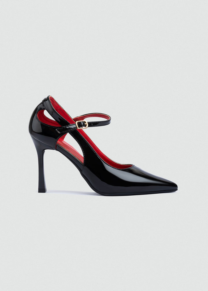Pointed D'Orsay Ankle-Strap Pumps - Black