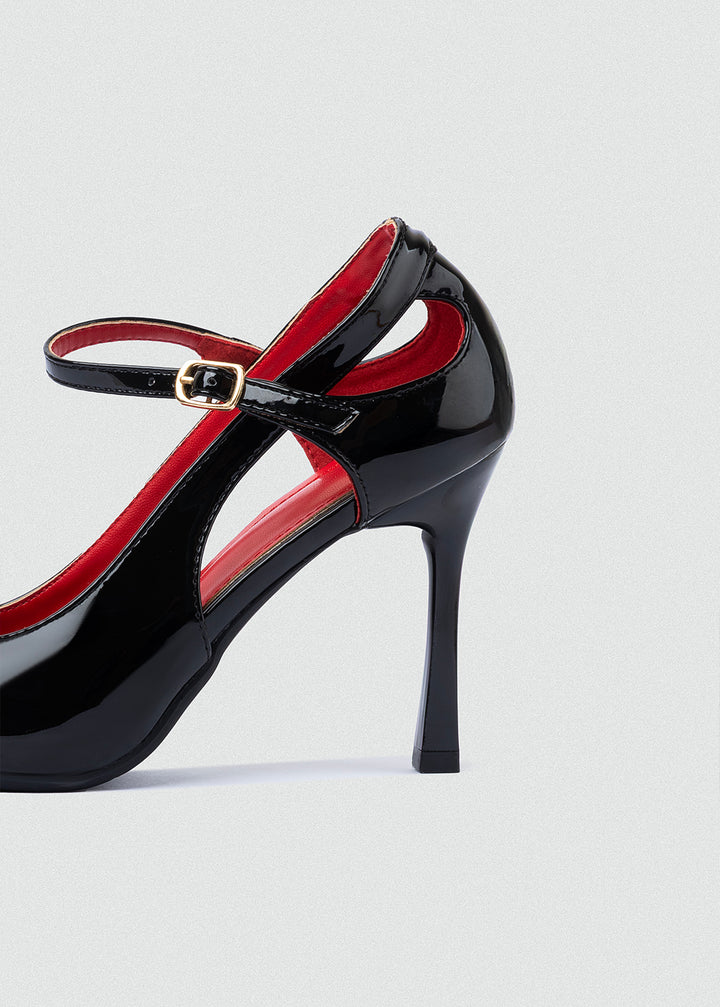 Pointed D'Orsay Ankle-Strap Pumps - Black