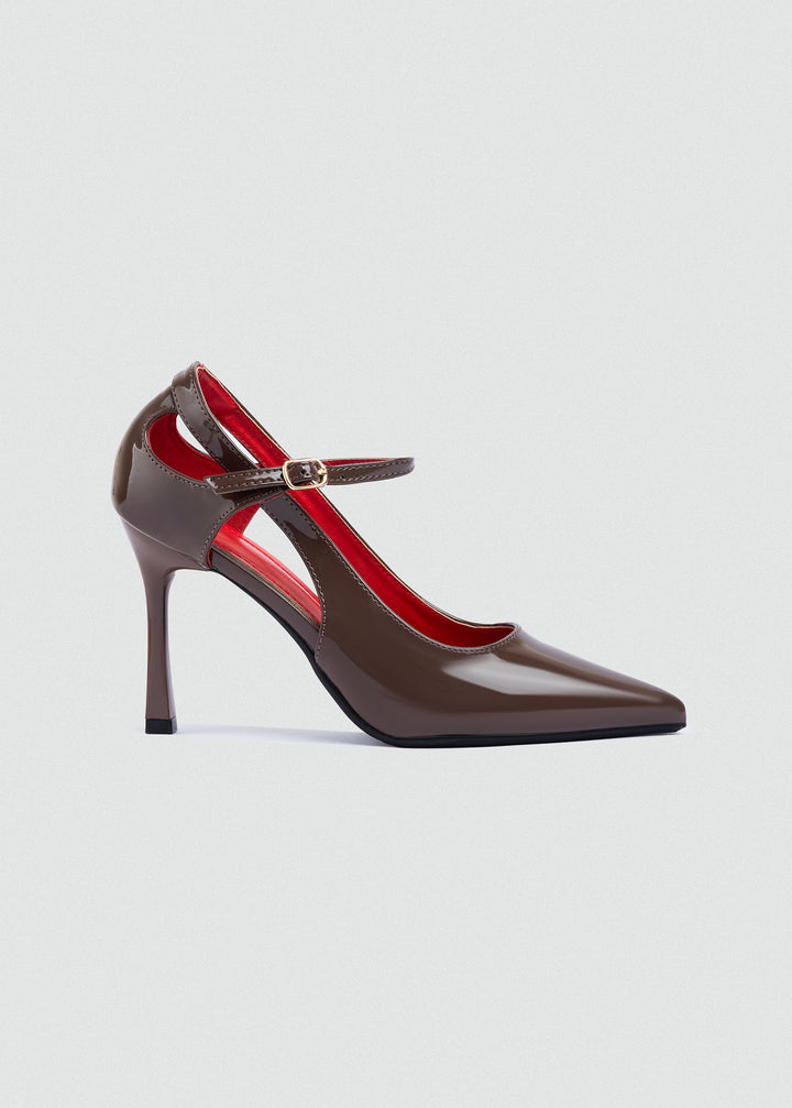 Pointed D'Orsay Ankle-Strap Pumps - Brown