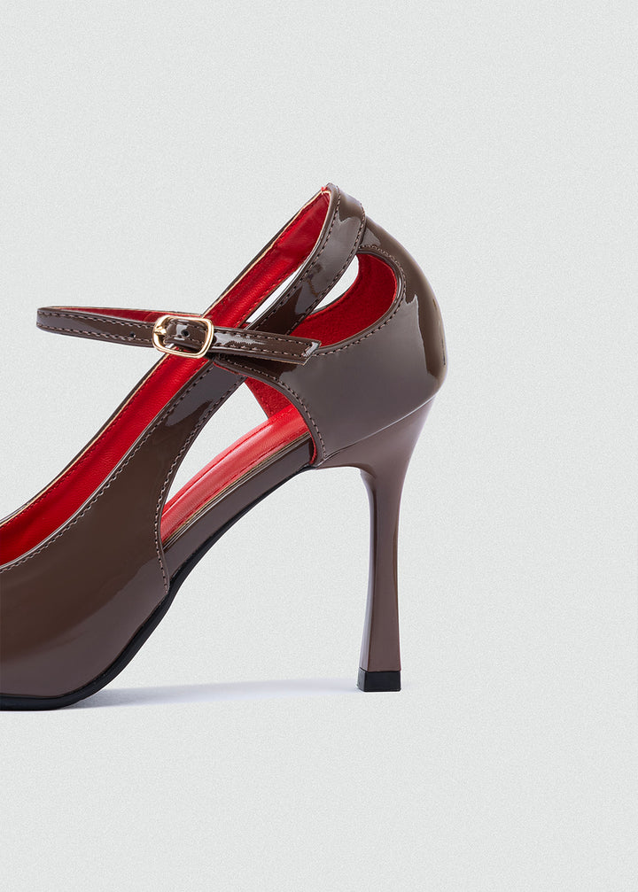 Pointed D'Orsay Ankle-Strap Pumps - Brown