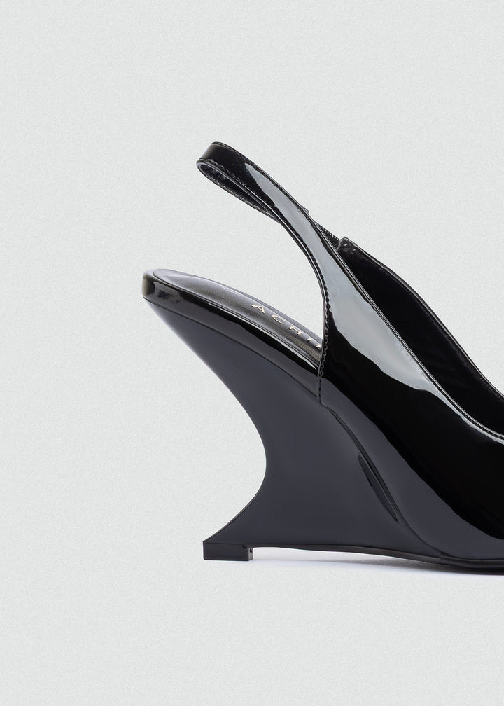 Sculpted Wedge Slingback Pumps - Black
