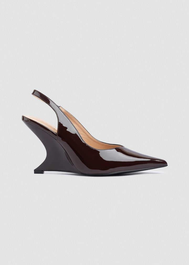 Sculpted Wedge Slingback Pumps - Brown