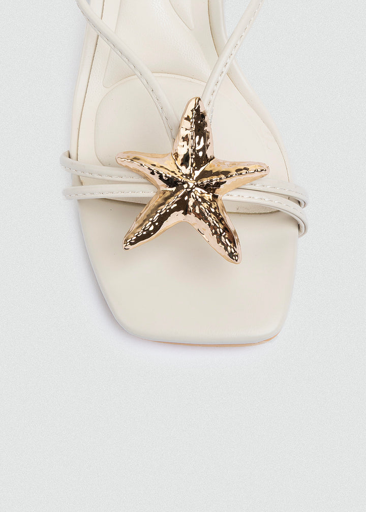 Starfish Charm Strappy Heeled Mules - Off White