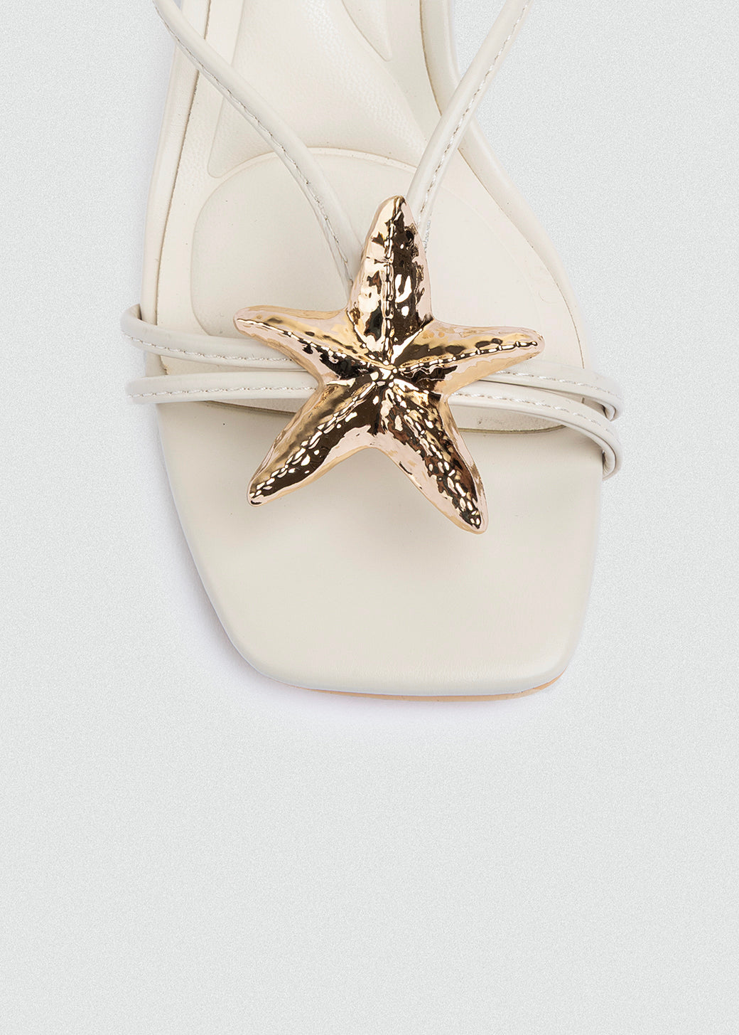 Starfish Charm Strappy Heeled Mules - Off White