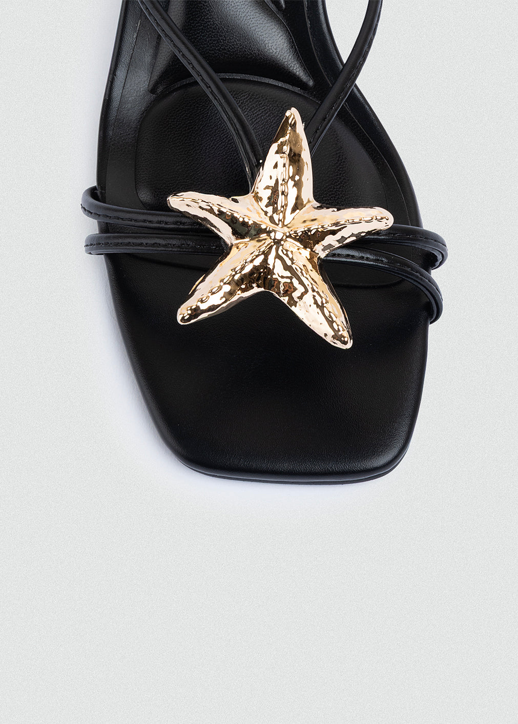 Starfish Charm Strappy Heeled Mules - Black