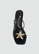 Starfish Charm Strappy Heeled Mules - Black
