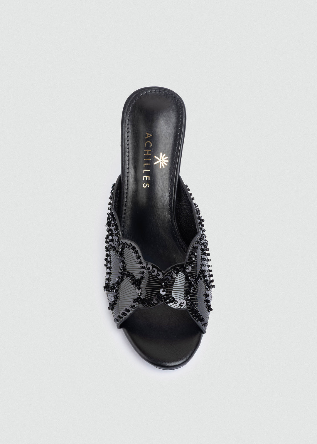 Beaded Lattice Slip-On Mules - Black