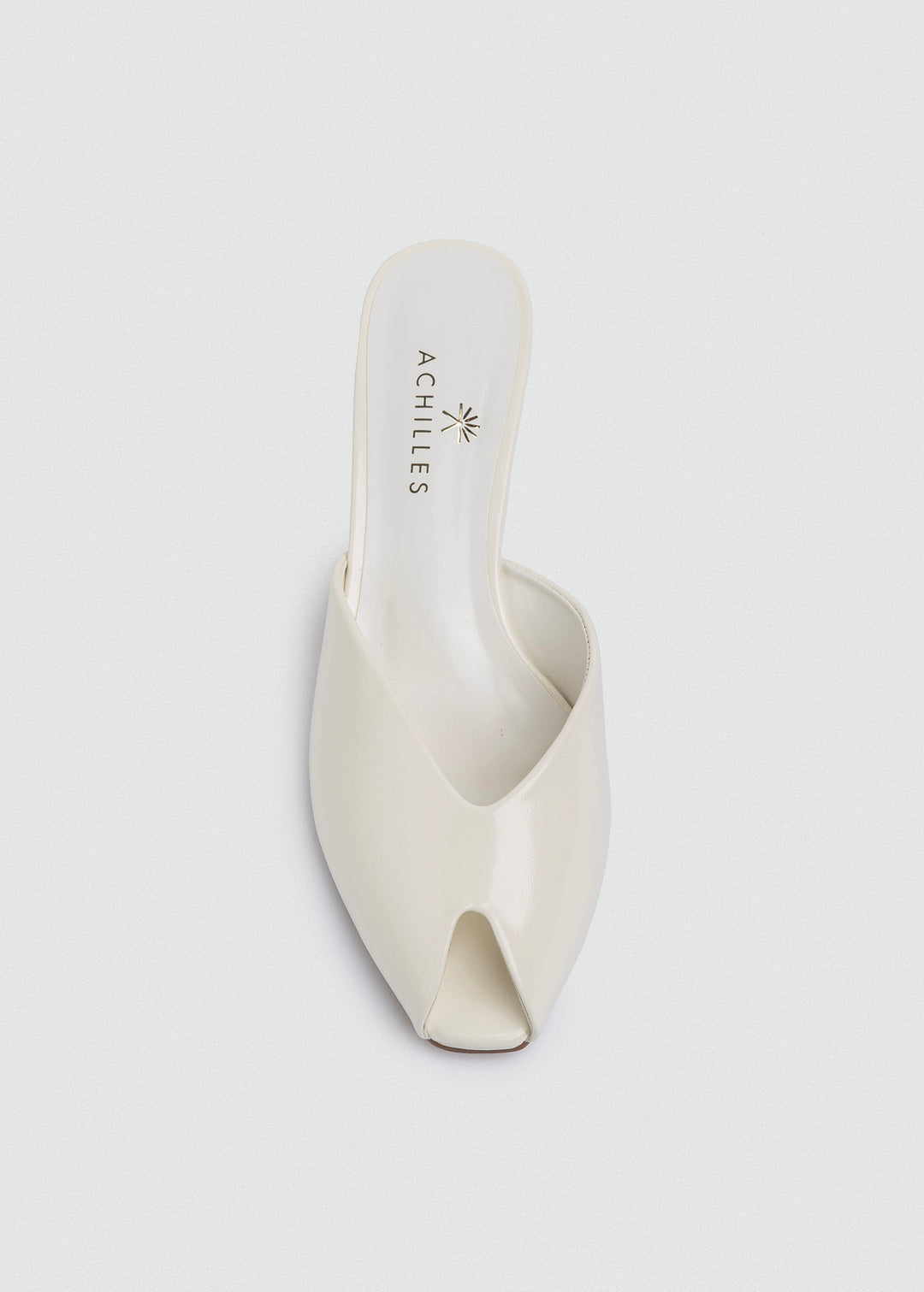 Matte leather V-Cut - Peep-Toe Mules - White