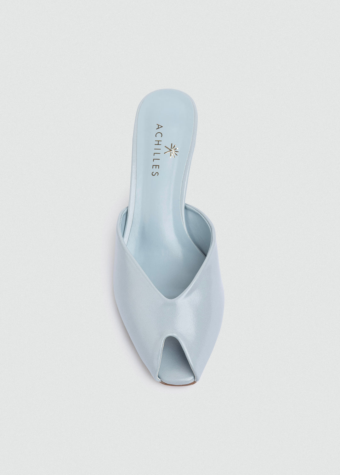 Matte leather V-Cut - Peep-Toe Mules - Baby Blue