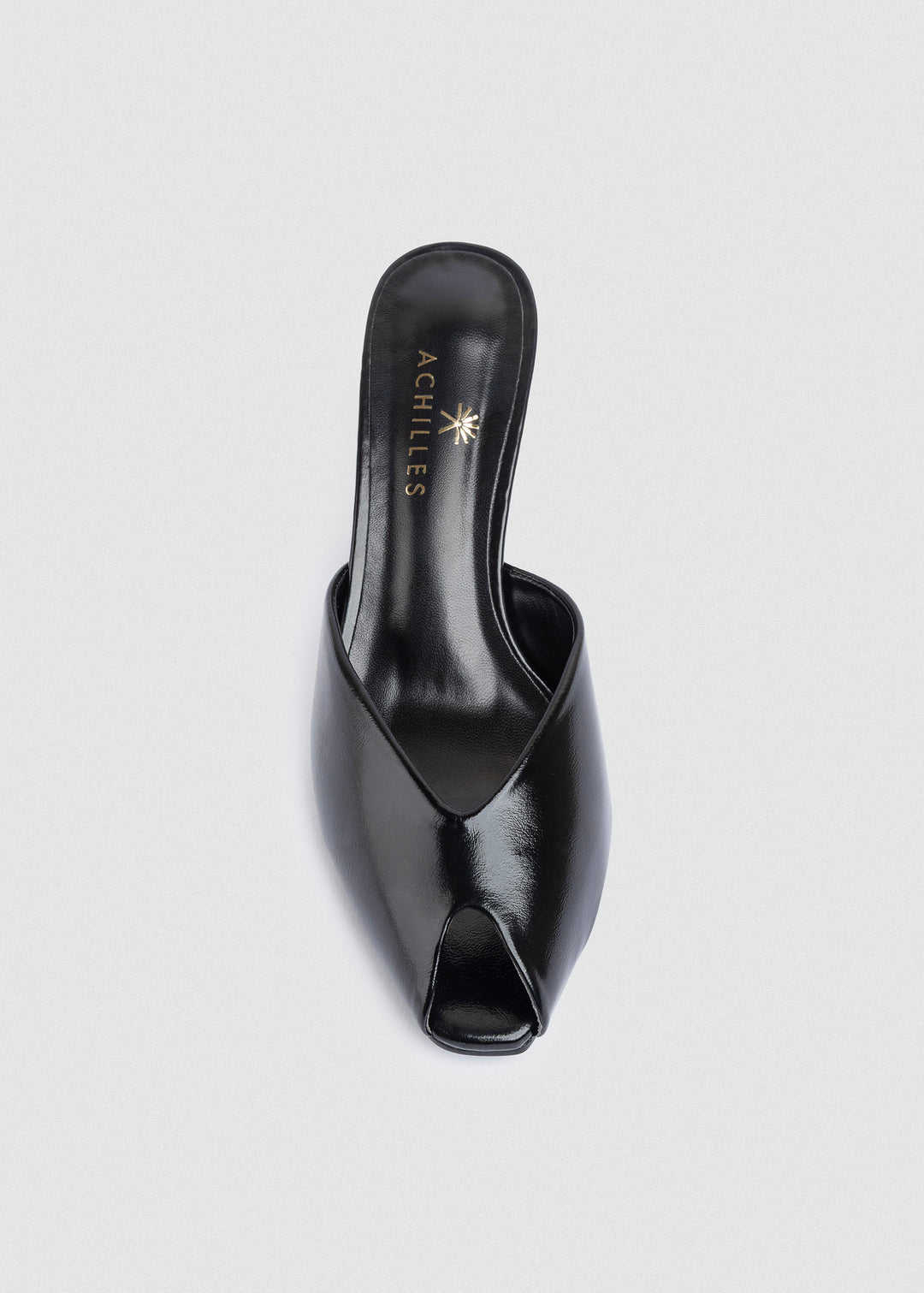 Matte leather V-Cut - Peep-Toe Mules - Black