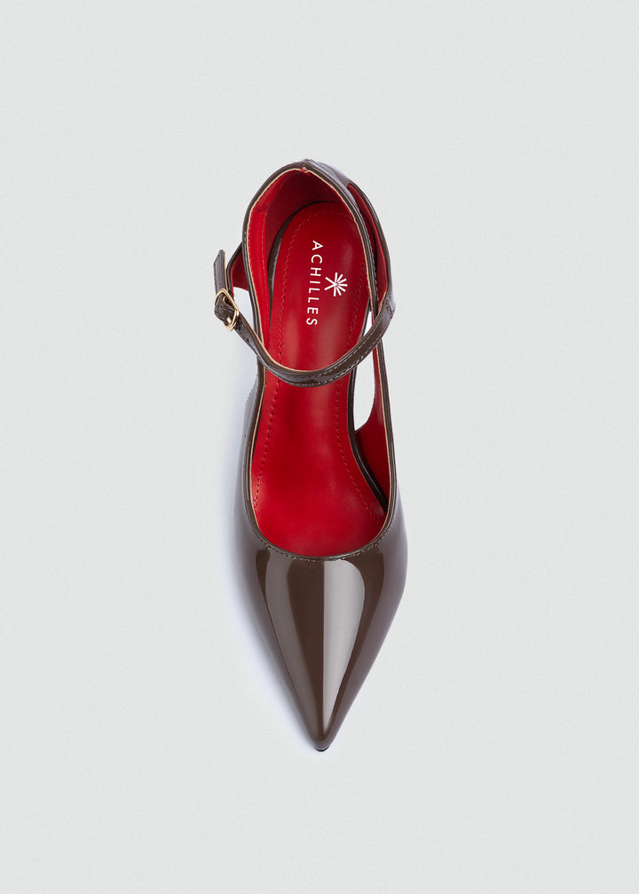 Pointed D'Orsay Ankle-Strap Pumps - Brown