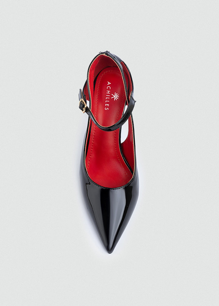 Pointed D'Orsay Ankle-Strap Pumps - Black
