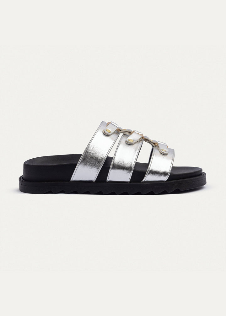 Athena Buckle Slides | Silver