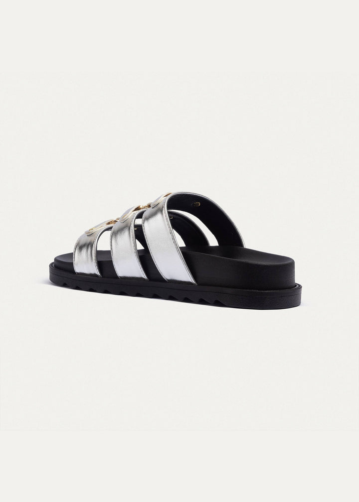 Athena Buckle Slides | Silver