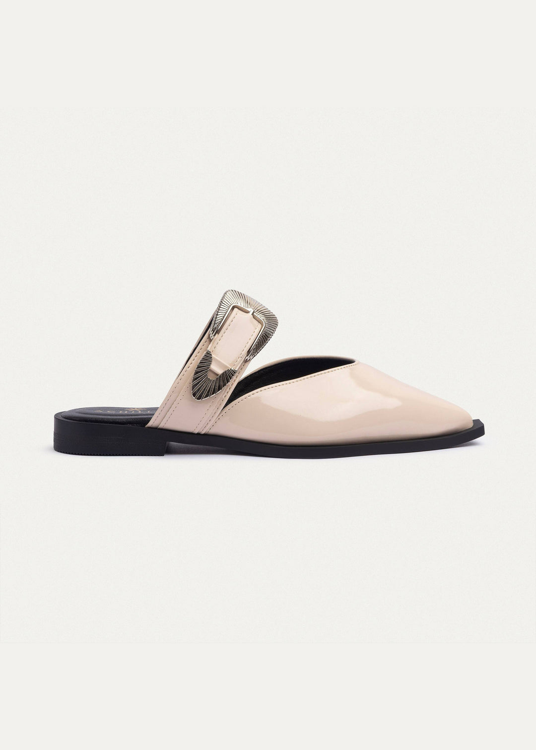 Achilles | Celeste buckle Mules - Glossy Beige