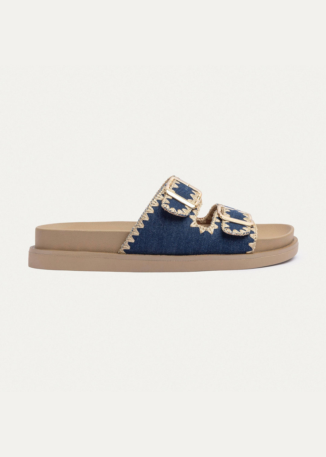 Achilles | Dalia Double Buckle Women Slides -  Denim