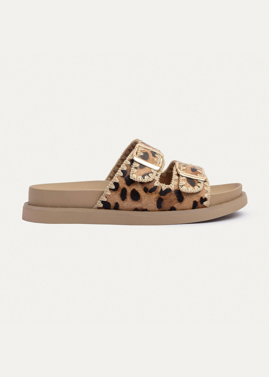Achilles | Dalia Double Buckle Women Slides -  Leopard