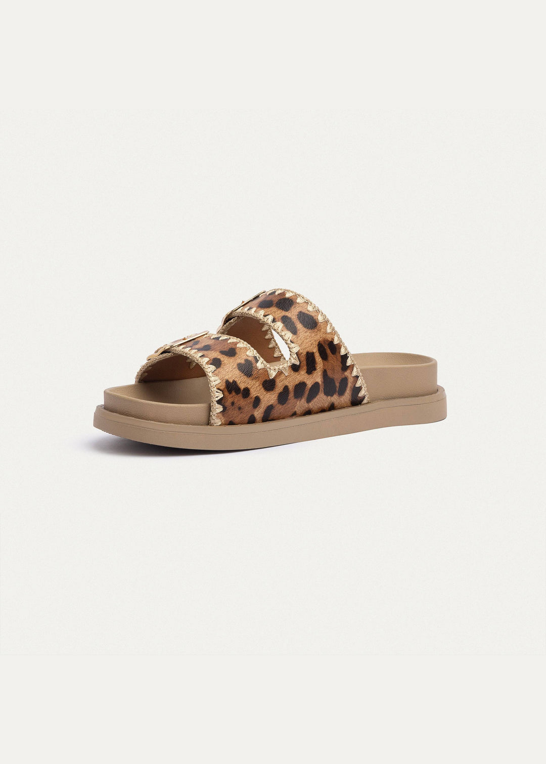 Achilles | Dalia Double Buckle Women Slides -  Leopard