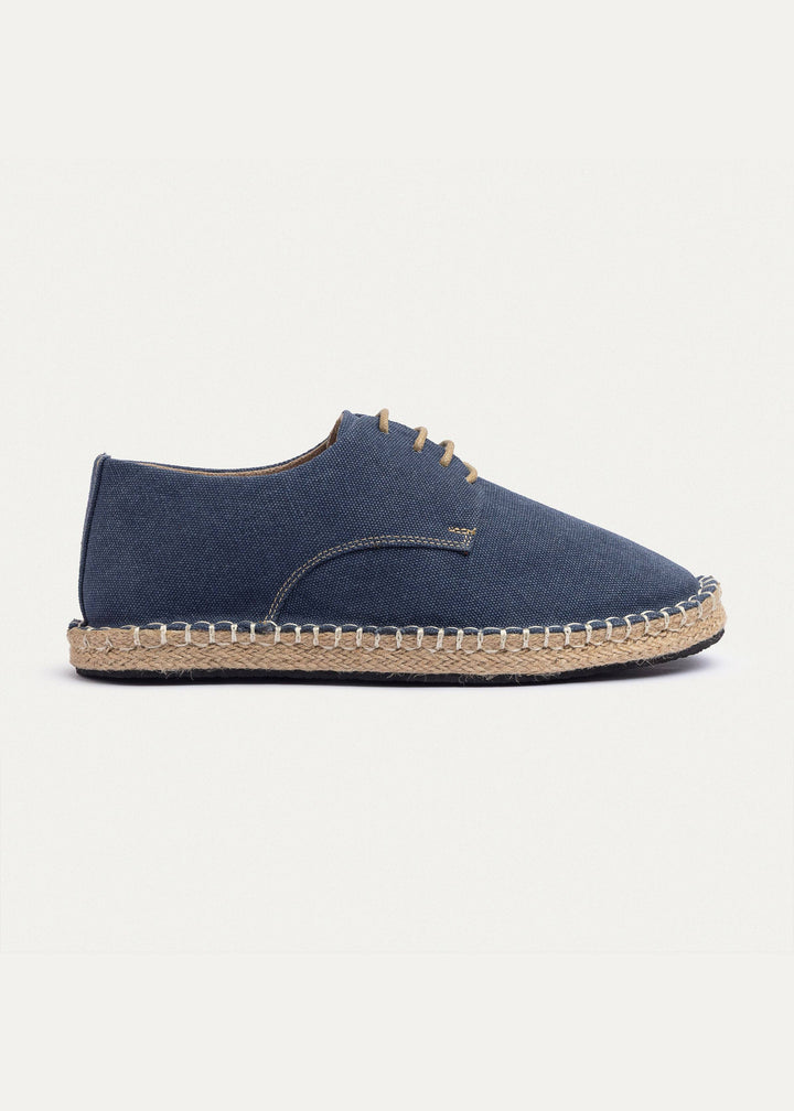 Achilles | Men's Espadrille Canvas Edition With Side Stitching - Washed NavyBlue