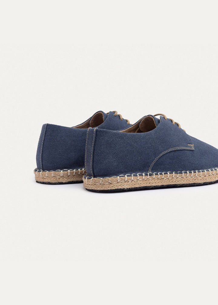 Achilles | Men's Espadrille Canvas Edition With Side Stitching - Washed NavyBlue