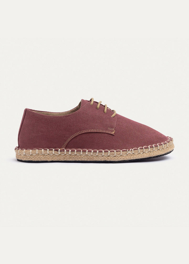 Achilles | Men's Espadrille Canvas Edition With Side Stitching - Washed Burgundy