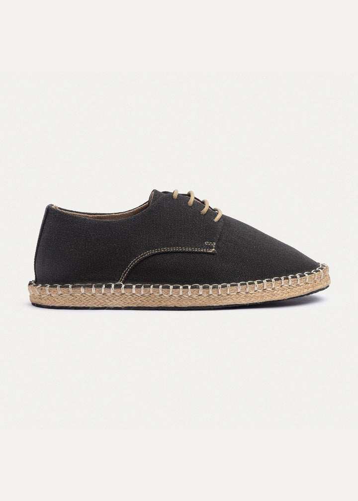 Men's Espadrille Canvas Edition With Side Stitching | Washed Black