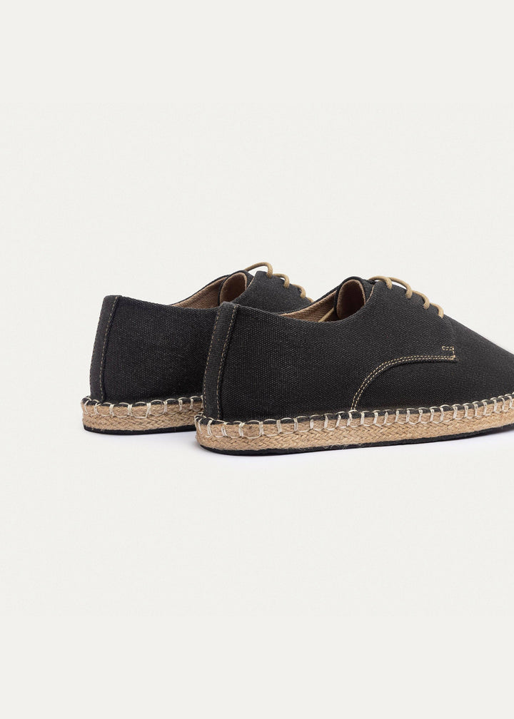 Achilles | Men's Espadrille Canvas Edition With Side Stitching - Washed Black