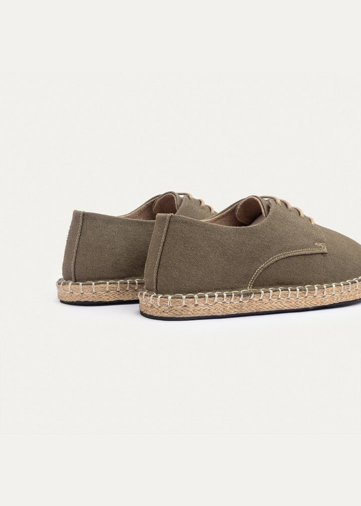 Achilles | Men's Espadrille Canvas Edition With Side Stitching - Washed Olive Green