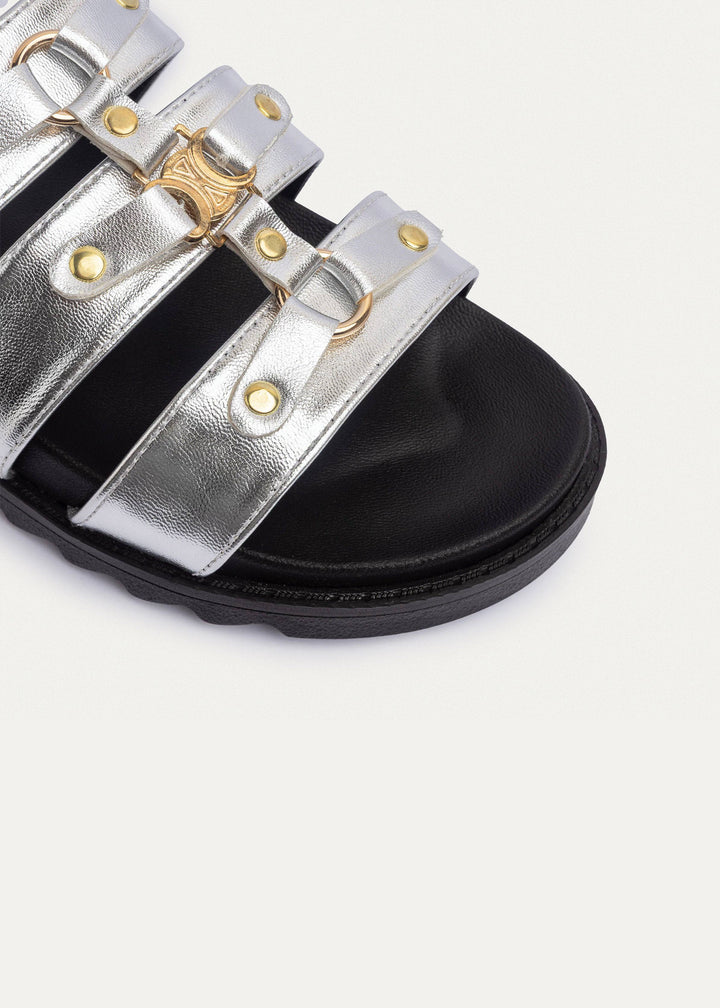 Athena Buckle Slides | Silver