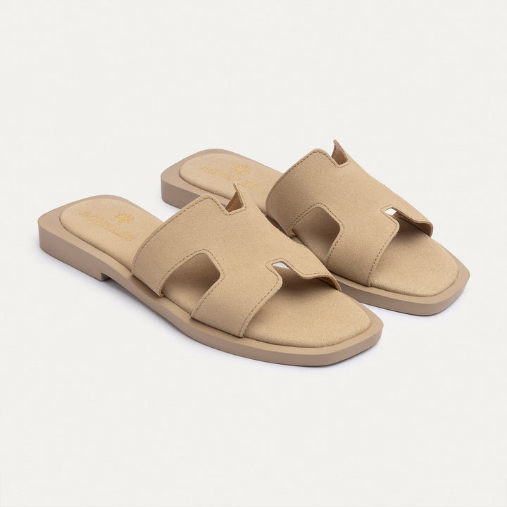 Liana Flat Slides | Beige