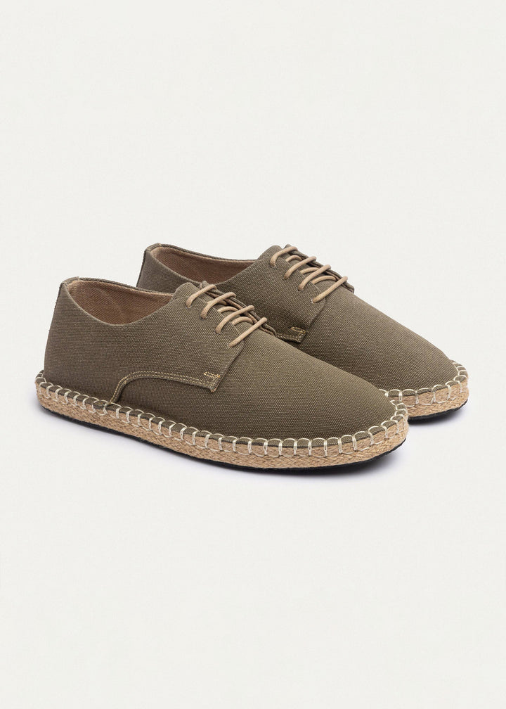 Achilles | Men's Espadrille Canvas Edition With Side Stitching - Washed Olive Green