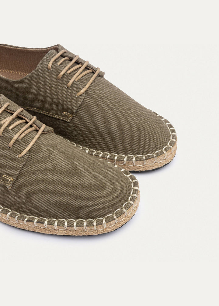 Achilles | Men's Espadrille Canvas Edition With Side Stitching - Washed Olive Green