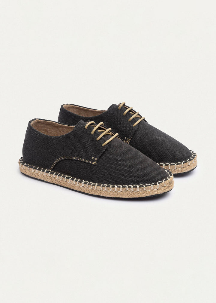 Men's Espadrille Canvas Edition With Side Stitching | Washed Black