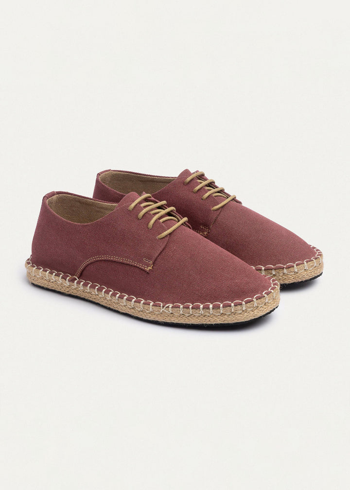 Achilles | Men's Espadrille Canvas Edition With Side Stitching - Washed Burgundy