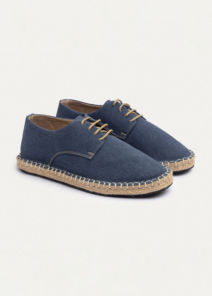 Achilles | Men's Espadrille Canvas Edition With Side Stitching - Washed NavyBlue
