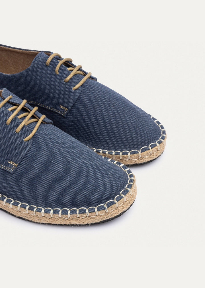 Achilles | Men's Espadrille Canvas Edition With Side Stitching - Washed NavyBlue