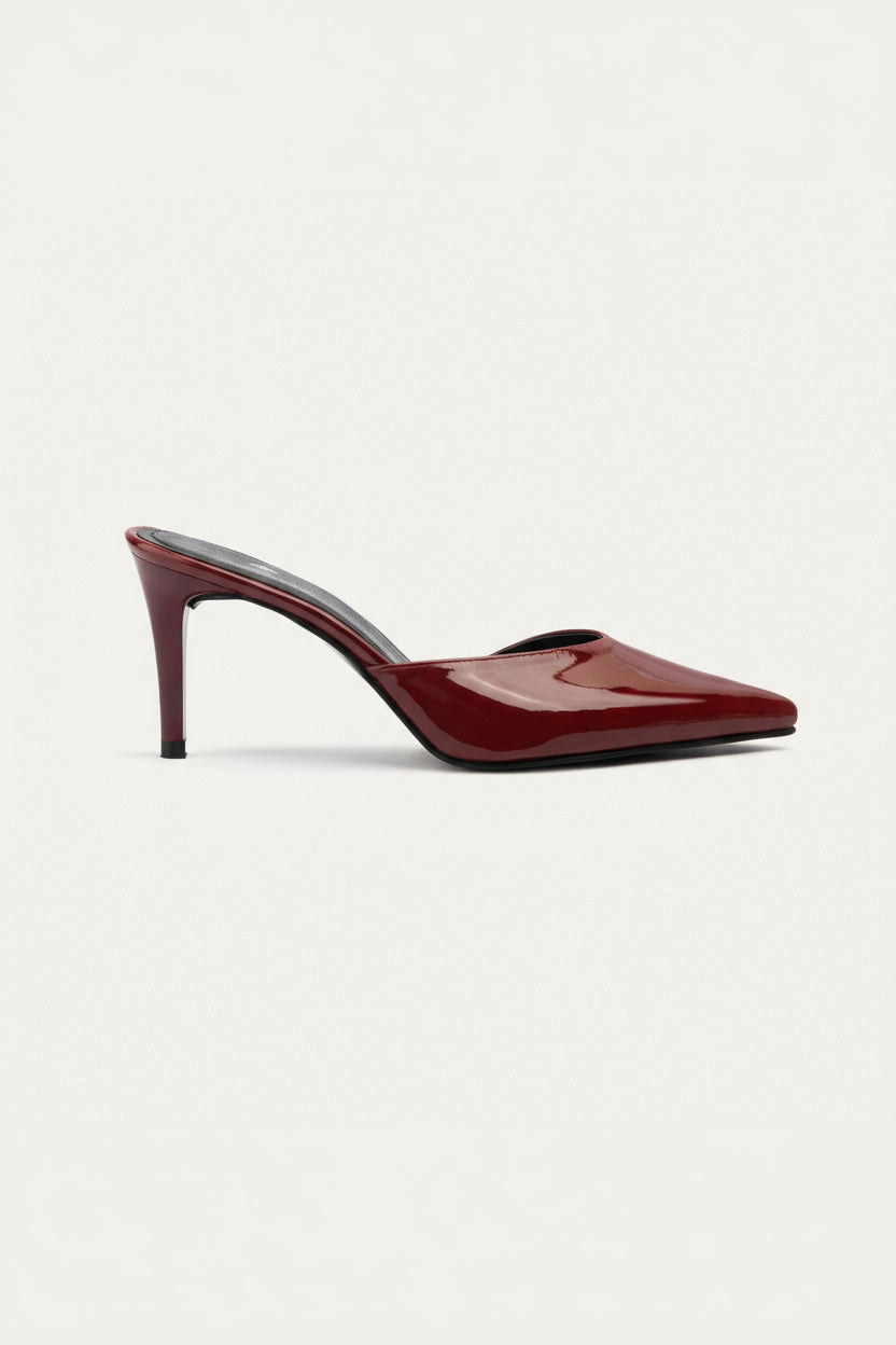 Achilles| Cleo Patent Mule Heels - Crimson Red