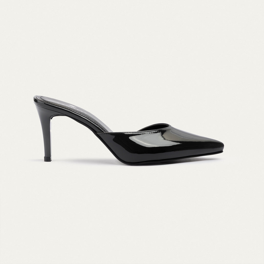 Achilles| Cleo Patent Mule Heels - Black