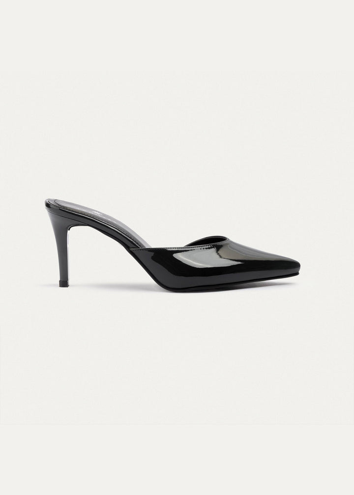 Cleo Patent Mule Heels | Black