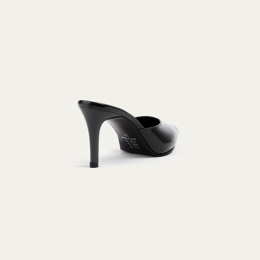 Achilles| Cleo Patent Mule Heels - Black
