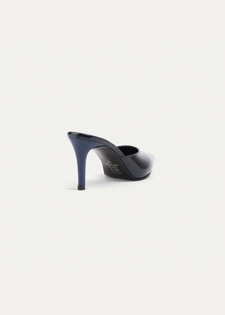 Cleo Patent Mule Heels | Navy Blue