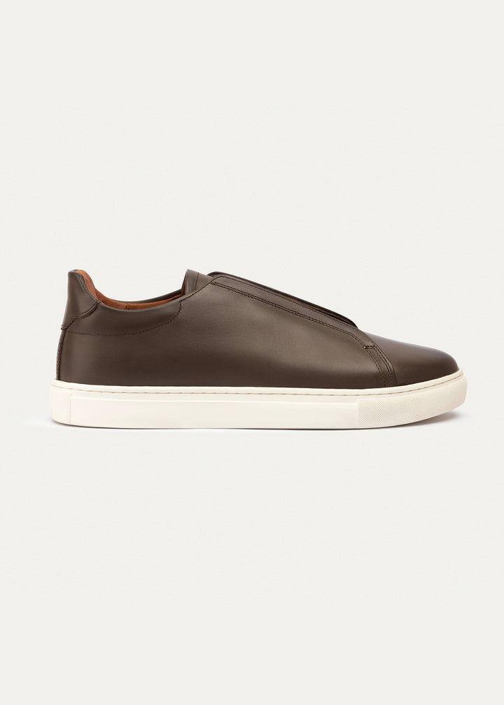 Achilles Theo - Men's Slip-On Suede Sneakers Textured Leather - Light Brown