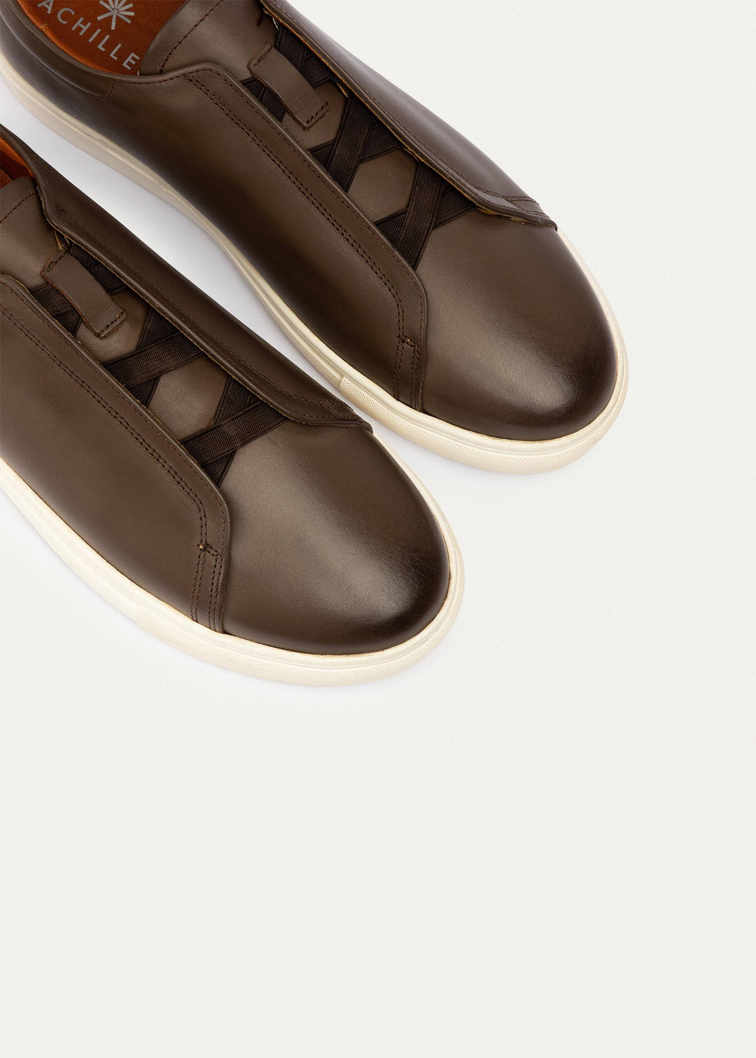 Achilles Theo - Men's Slip-On Suede Sneakers Textured Leather - Light Brown