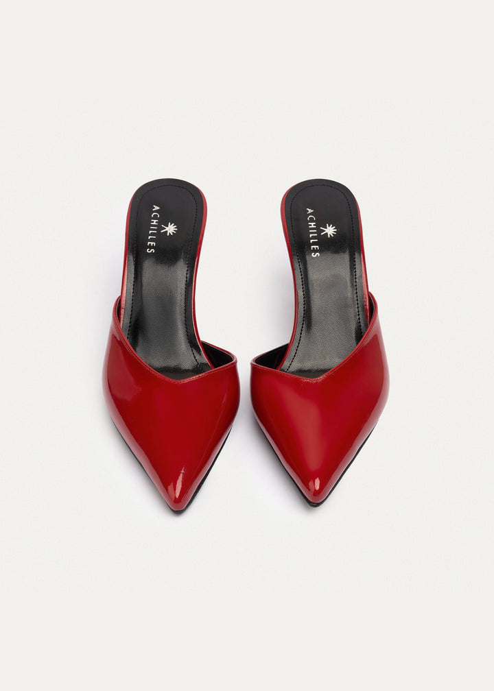 Achilles| Cleo Patent Mule Heels - Red