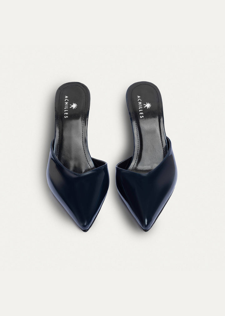 Achilles| Cleo Patent Mule Heels - NavyBlue
