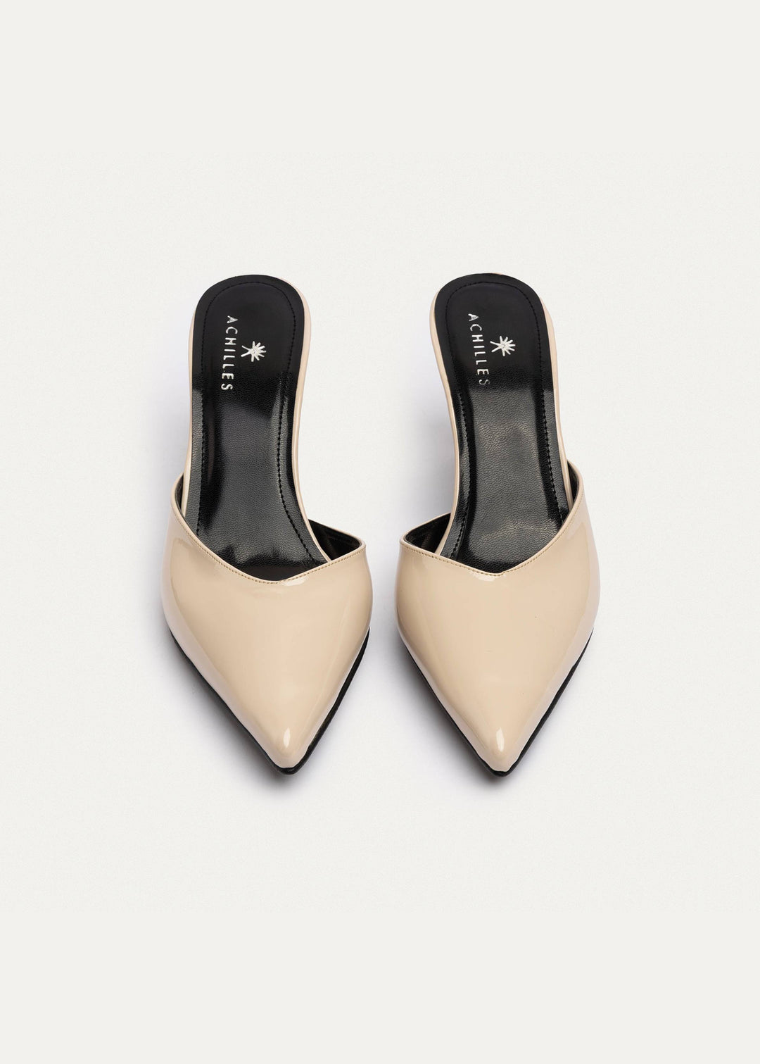 Achilles| Cleo Patent Mule Heels - Beige