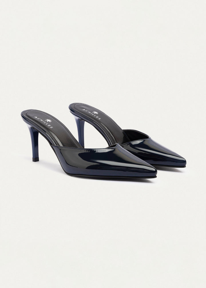 Cleo Patent Mule Heels | Navy Blue