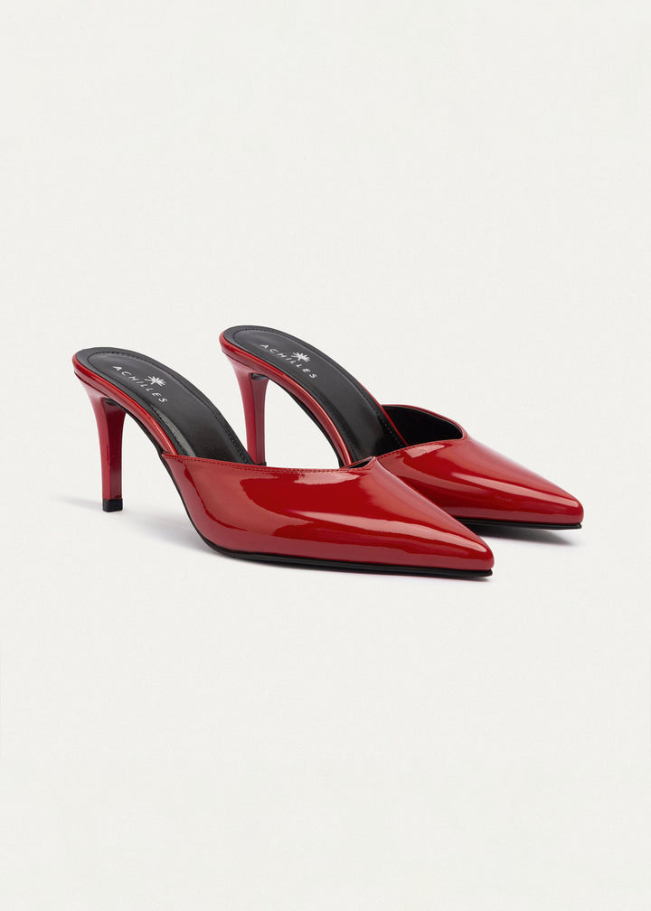 Achilles| Cleo Patent Mule Heels - Red